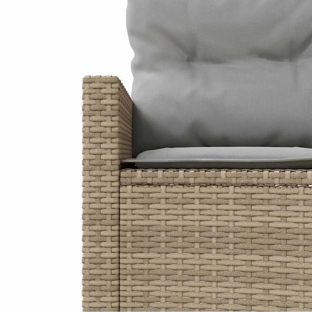 Smėlio spalvos pusapvalė sodo sofa su pagalvėlėmis