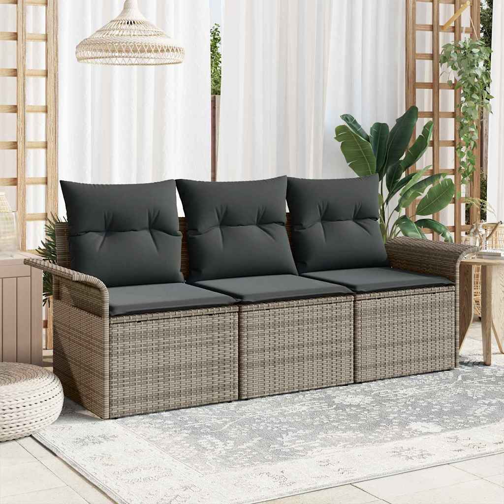 Sofos komplektas su pagalve 3 pcs Pilka poliratanas