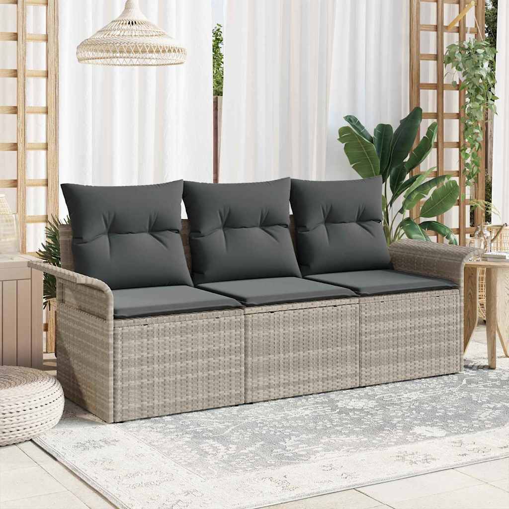 Sofos komplektas su pagalve 3 pcs Pilka poliratanas