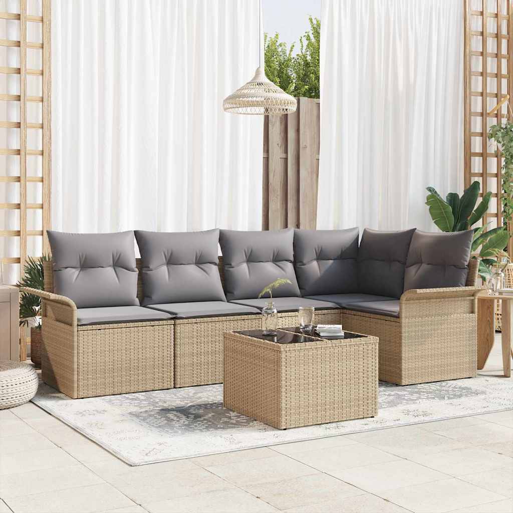 Sodo Sofų Rinkinys su pagalve 6 pcs Smėlio poliratanas