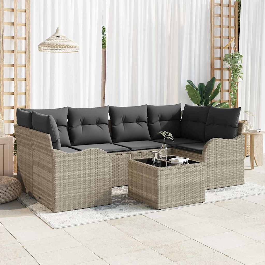 Sodo Sofų Rinkinys Šviesiai pilka 55 x 55 x 37 cm poliratanas
