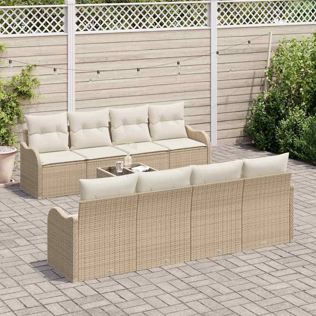 Smėlio spalvos poliratano sodo sofa lauko poilsiui