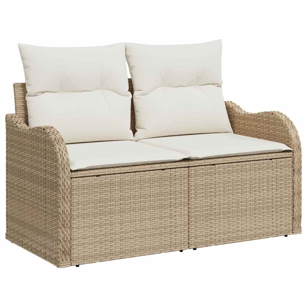 Smėlio poliratano sodo sofa su pagalvėle lauko poilsiui