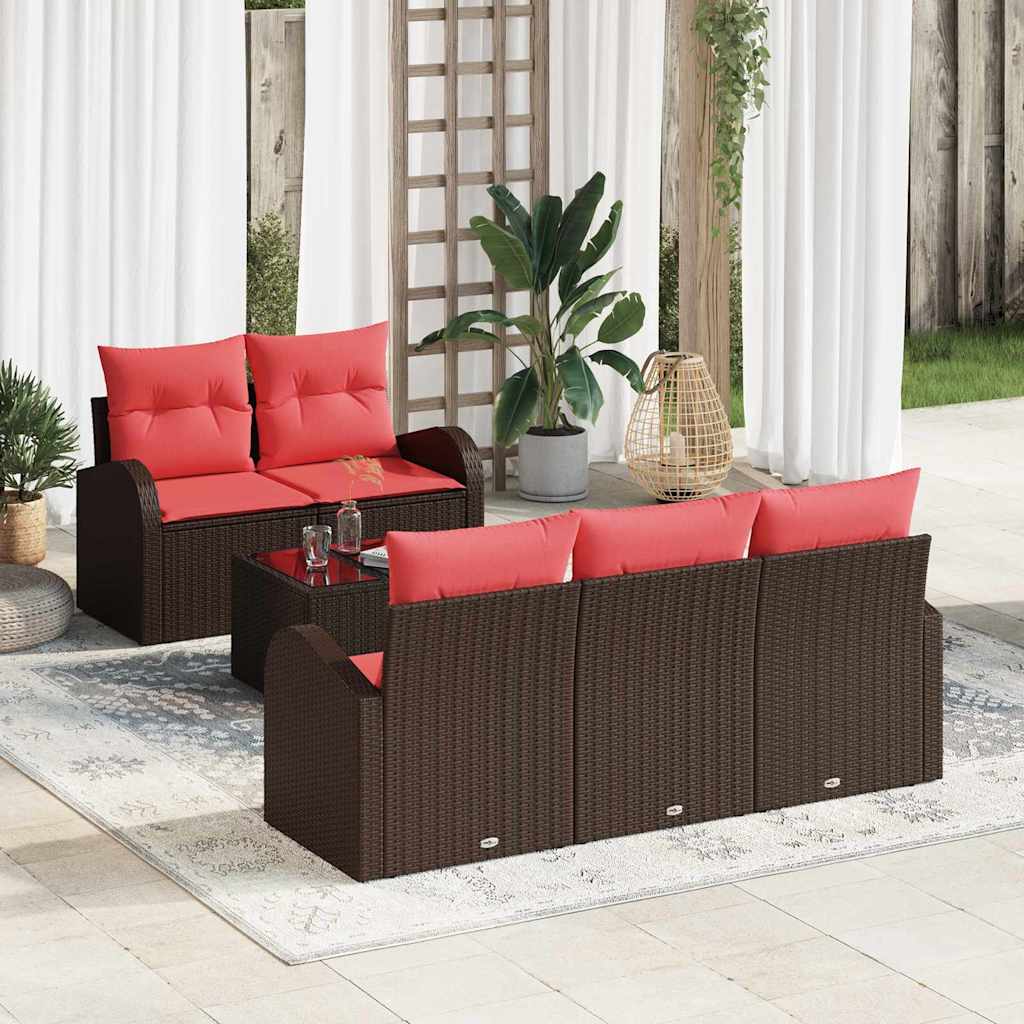 Sofos komplektas su pagalve 6 pcs Ruda Poliesteris
