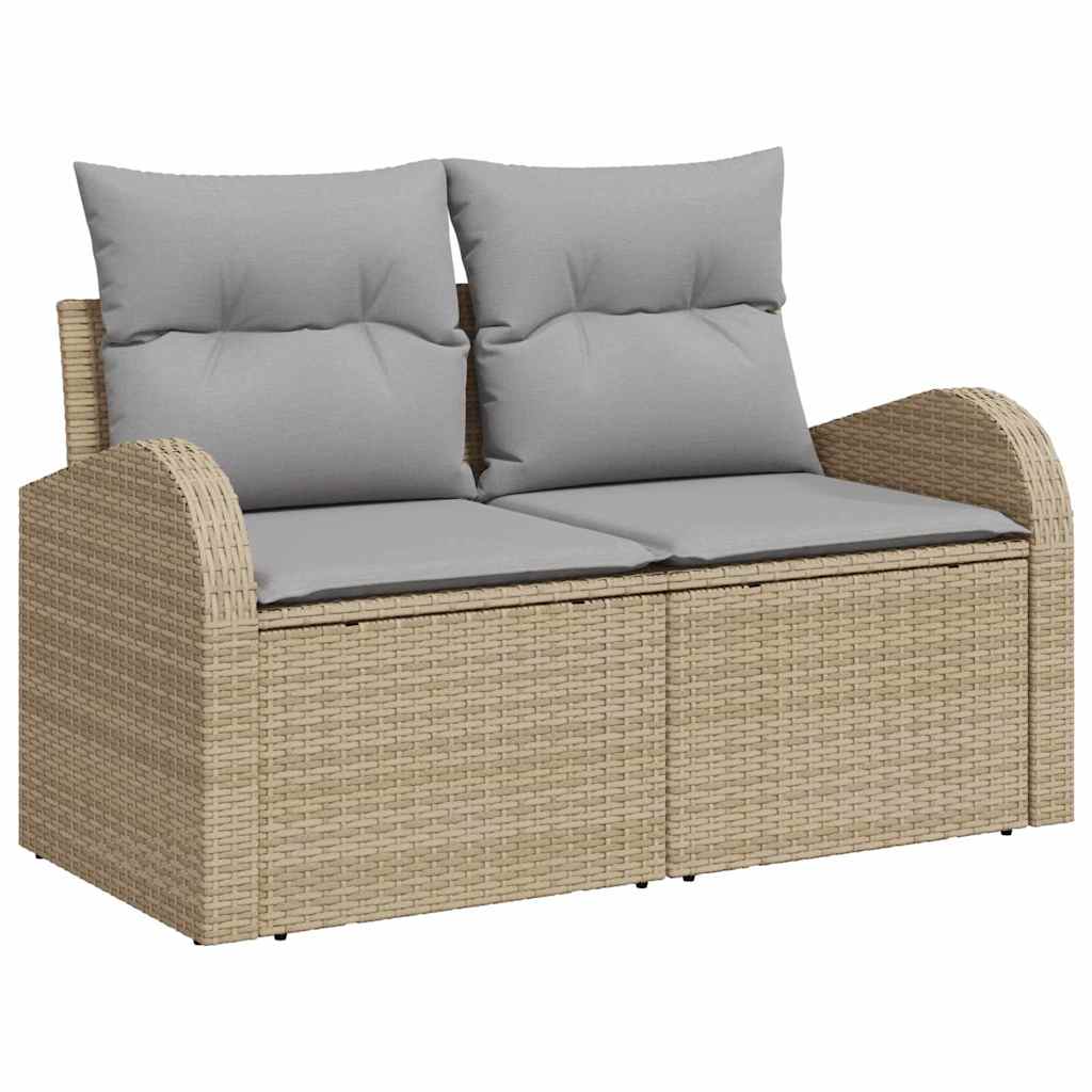 Smėlio spalvos poliratano sodo sofa moderniam terasos poilsiui
