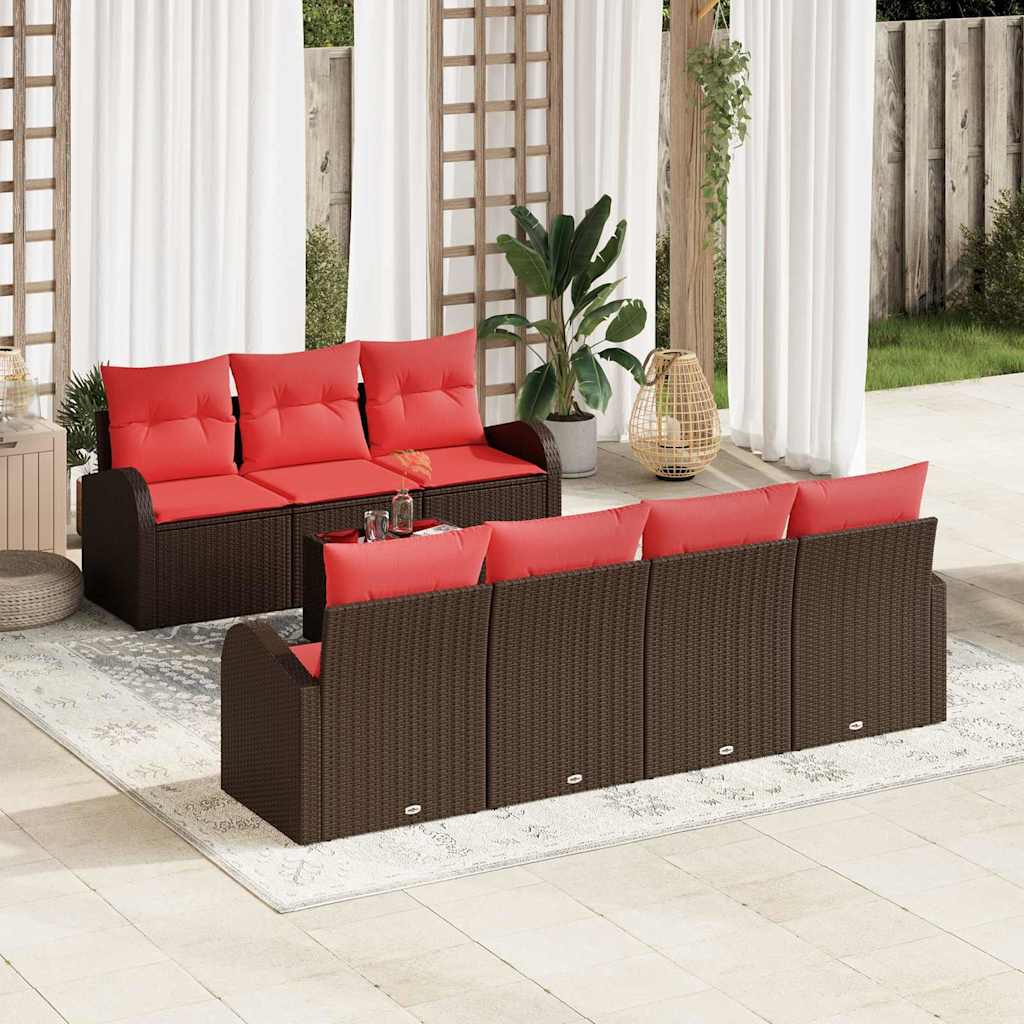 Sofos komplektas 8 pcs Ruda ir raudona Poliesteris