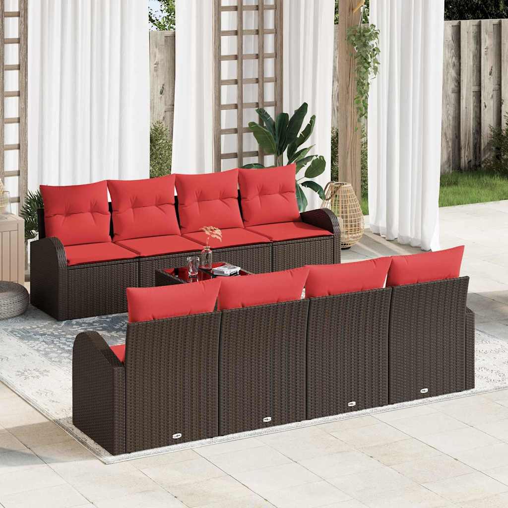 Sofos komplektas 9 pcs Ruda ir raudona Poliesteris