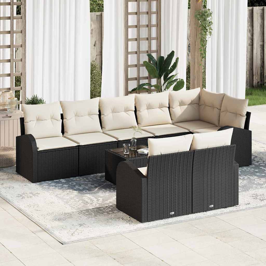 Sodo Sofų Rinkinys Juoda ir kreminė 55 x 55 x 37 cm poliratanas