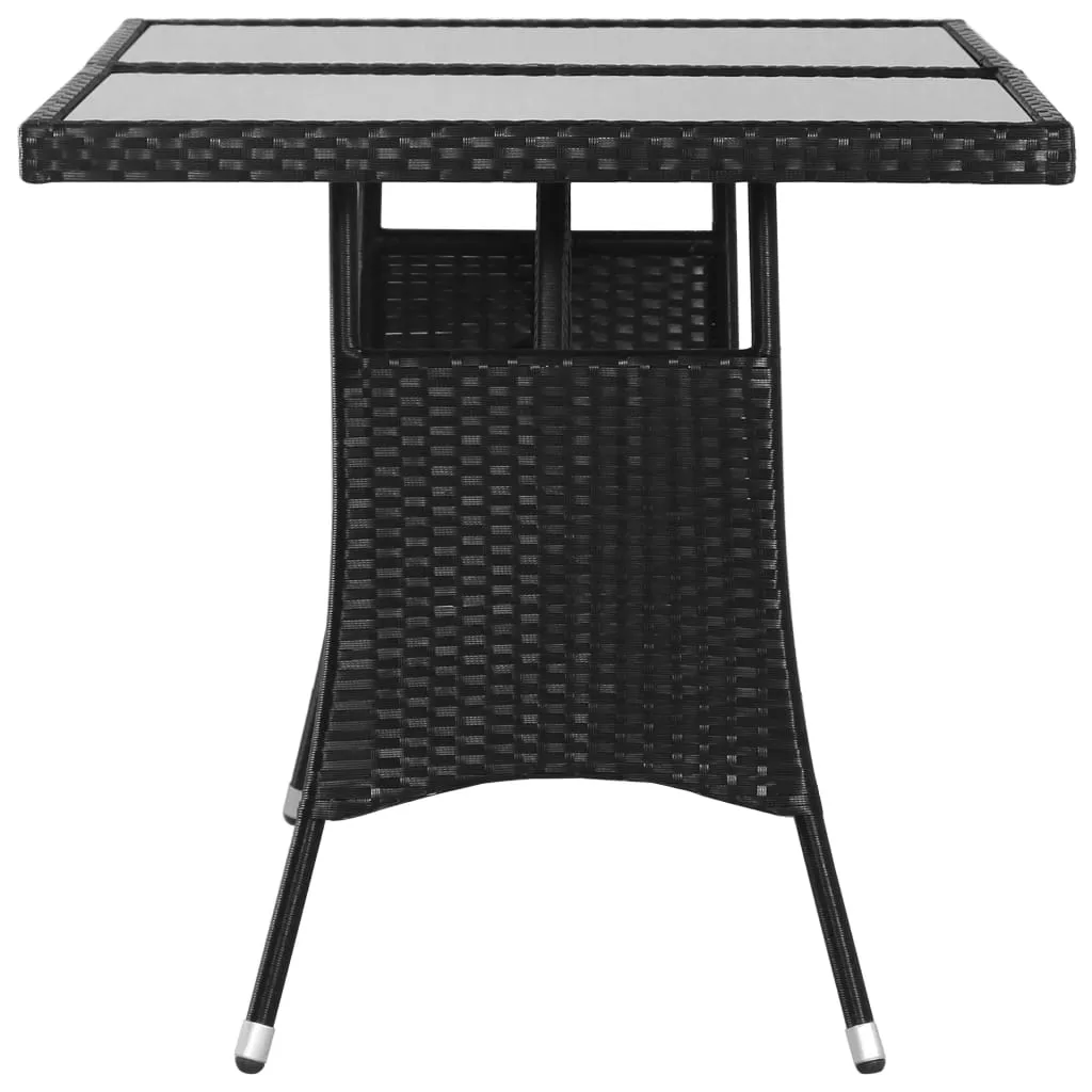 Juodas poliratano sodo stalas 140x80x74 cm lauko terasai