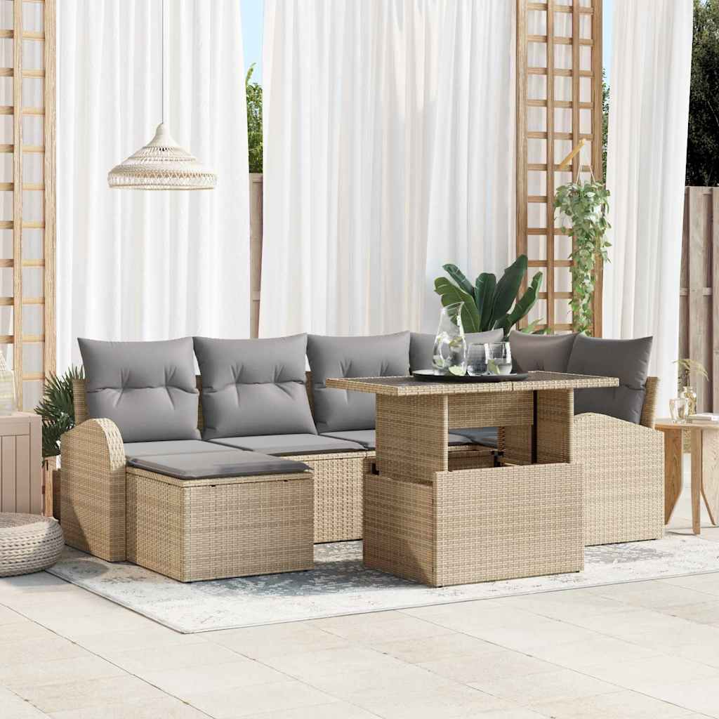 Sodo Sofų Rinkinys 7 pcs smėlio ir šviesiai pilkos spalvos