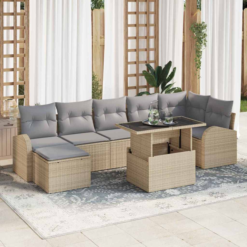 Sodo Sofų Rinkinys 8 pcs smėlio ir šviesiai pilkos spalvos