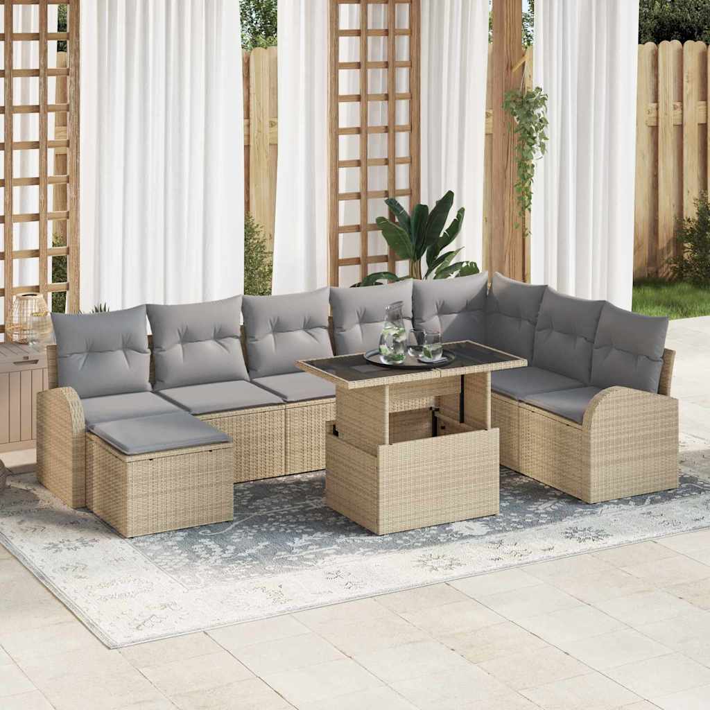 Sodo Sofų Rinkinys 9 pcs smėlio ir šviesiai pilkos spalvos