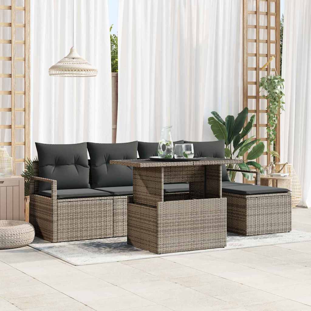 Sodo Sofų Rinkinys su pagalve 6 pcs Pilka