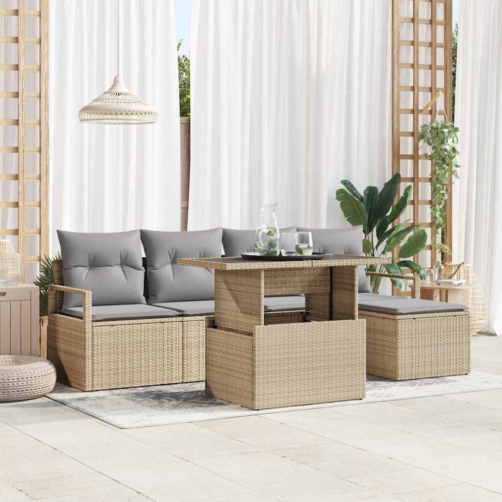 Sodo Sofų Rinkinys 6 pcs smėlio ir šviesiai pilkos spalvos