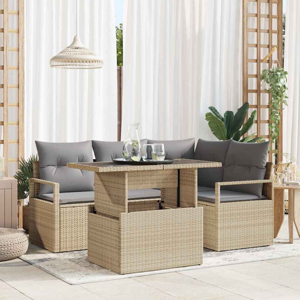 Sodo Sofų Rinkinys 5 pcs smėlio ir šviesiai pilkos spalvos