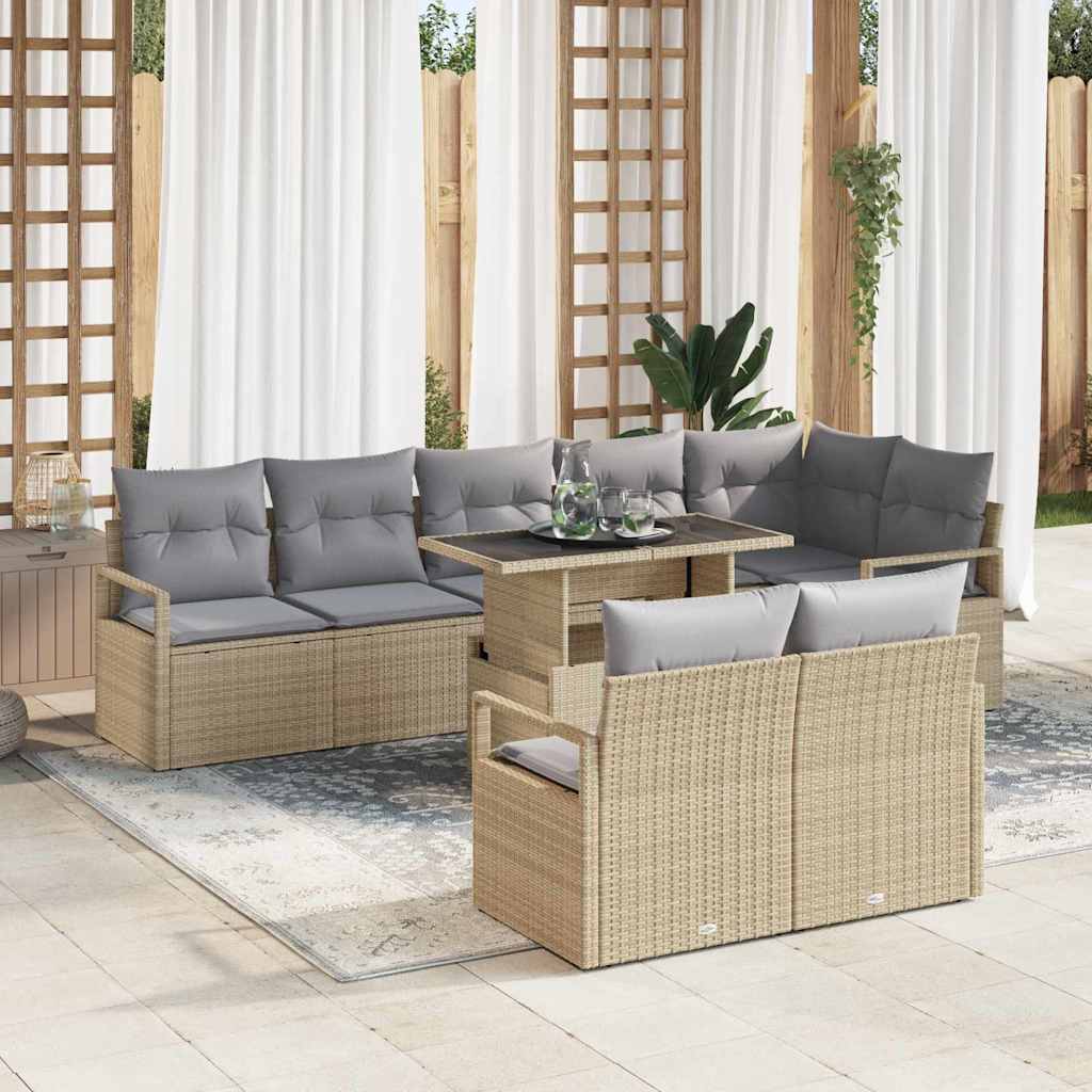 Sodo Sofų Rinkinys 9 pcs smėlio ir šviesiai pilkos spalvos
