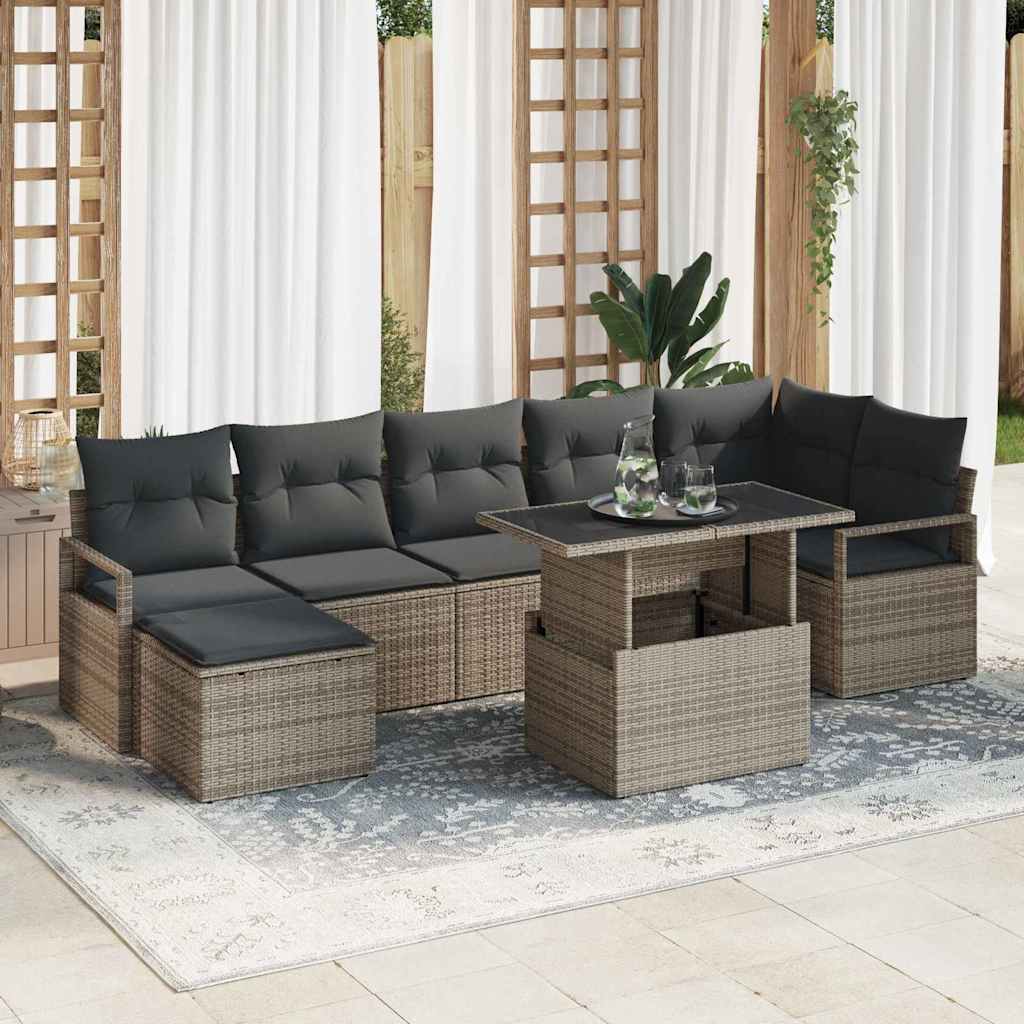 Sodo Sofų Rinkinys su pagalve 8 pcs Pilka