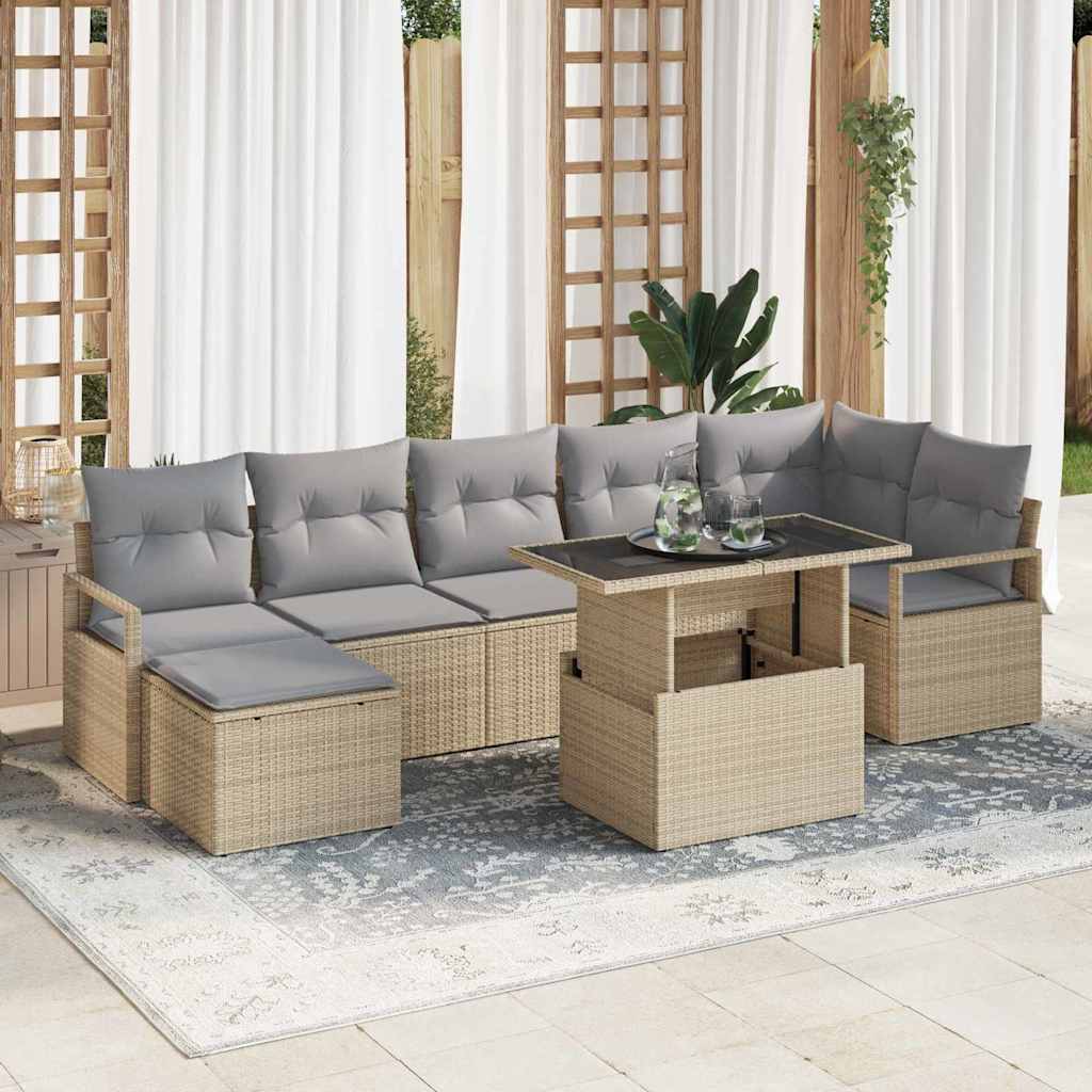 Sodo Sofų Rinkinys 8 pcs smėlio ir šviesiai pilkos spalvos