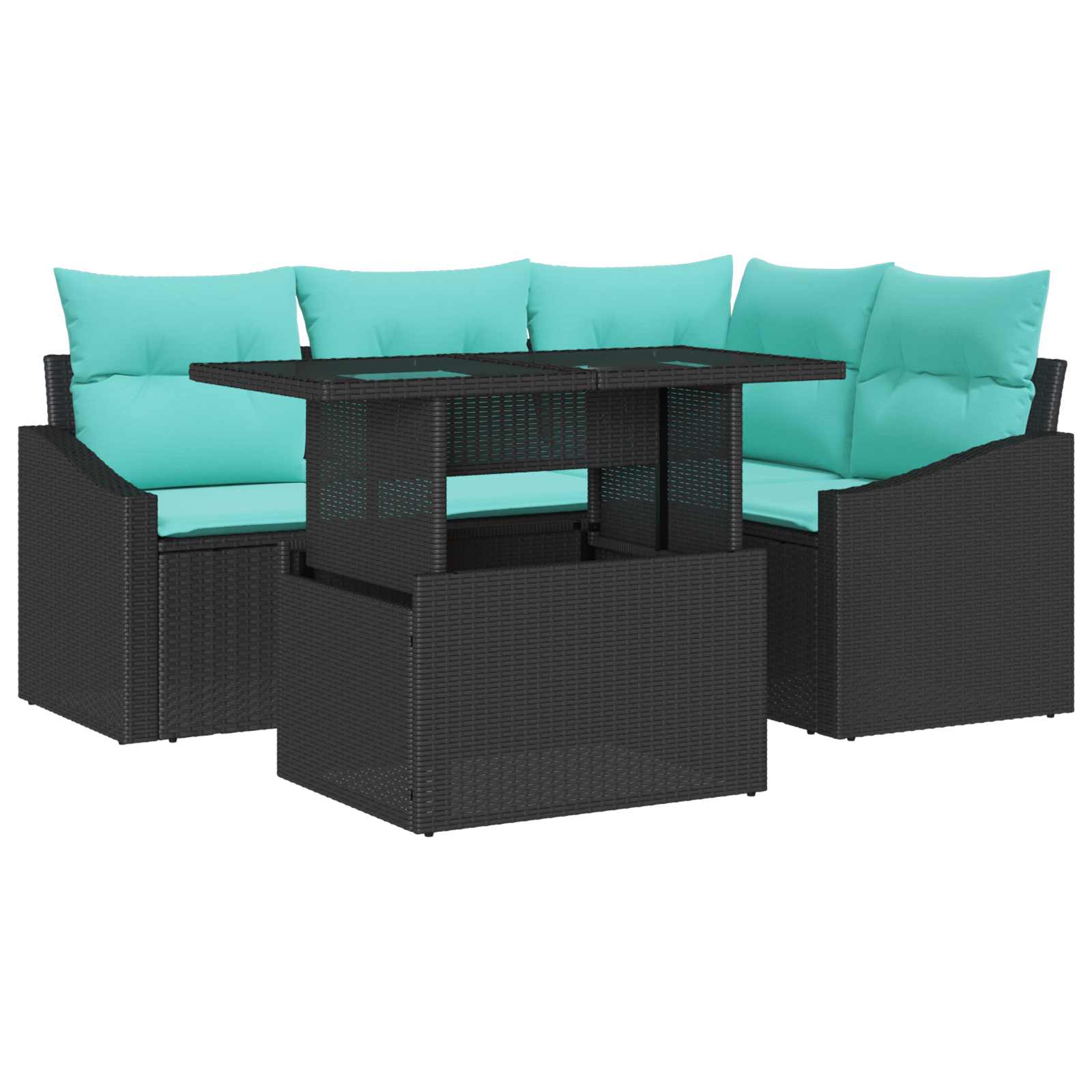 Sodo Sofų Rinkinys su pagalve 6 pcs Juoda ir kreminė