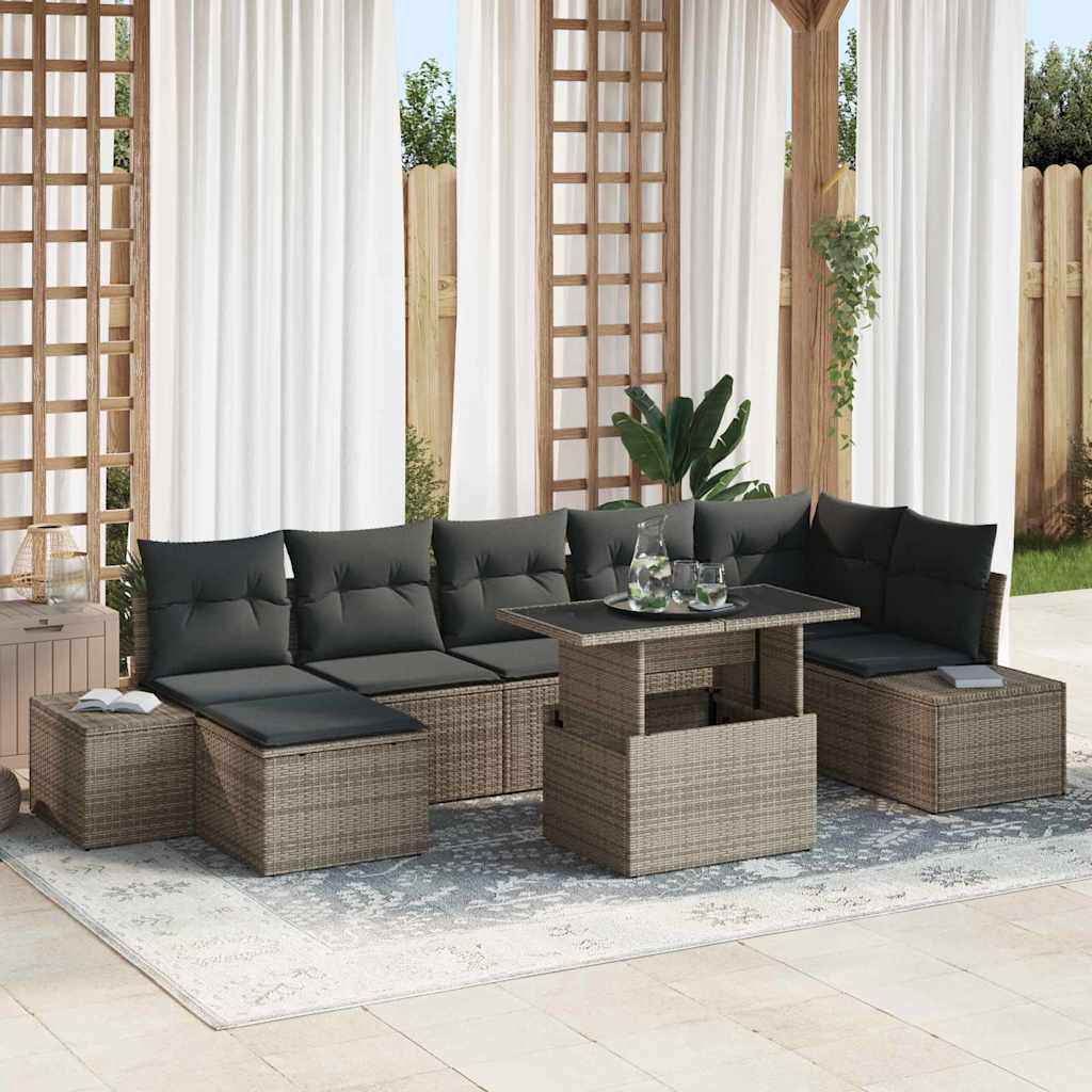 Sodo Sofų Rinkinys su pagalve 8 pcs Pilka