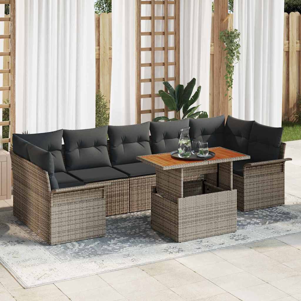 Sodo Sofų Rinkinys su pagalve 8 pcs Pilka