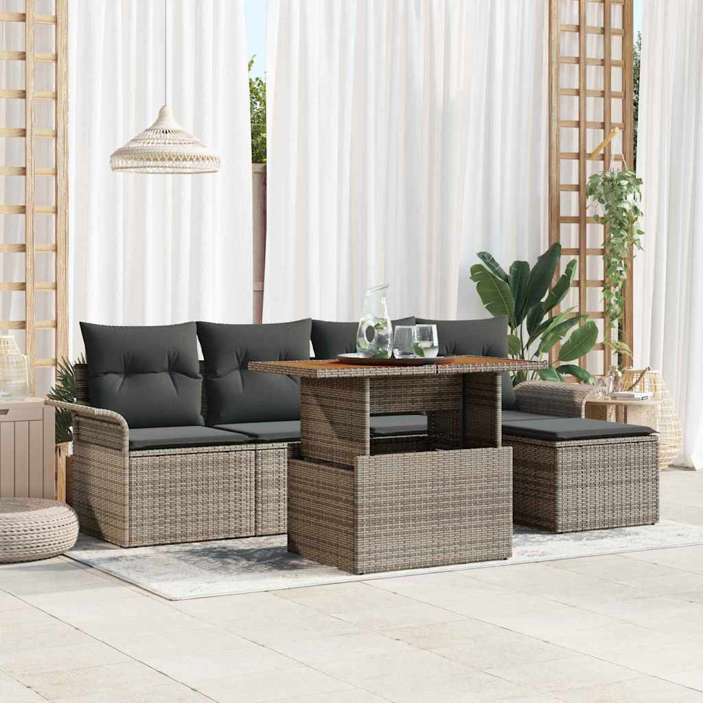 Sodo Sofų Rinkinys su pagalve 6 pcs Pilka