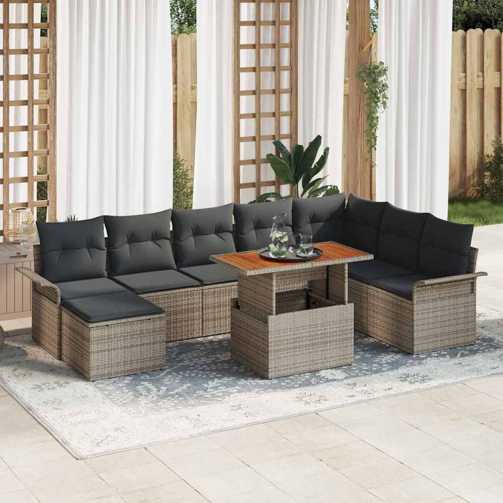 Sodo Sofų Rinkinys su pagalve 9 pcs Pilka