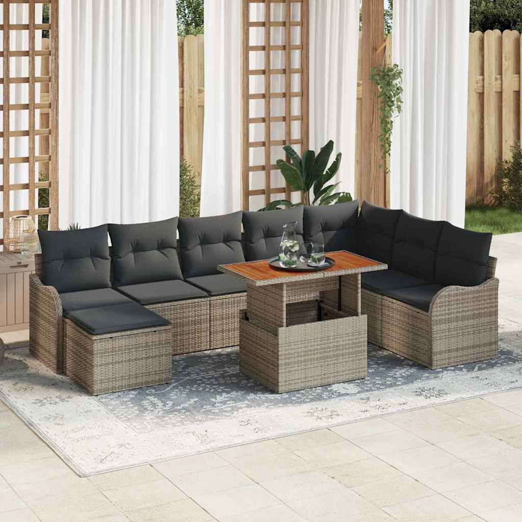 Sodo Sofų Rinkinys su pagalve 9 pcs Pilka