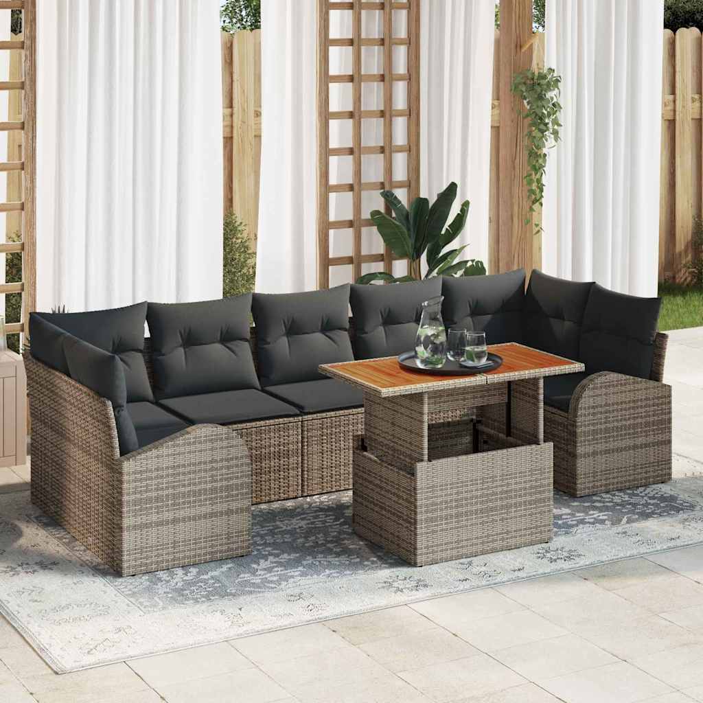Sodo Sofų Rinkinys su pagalve 8 pcs Pilka