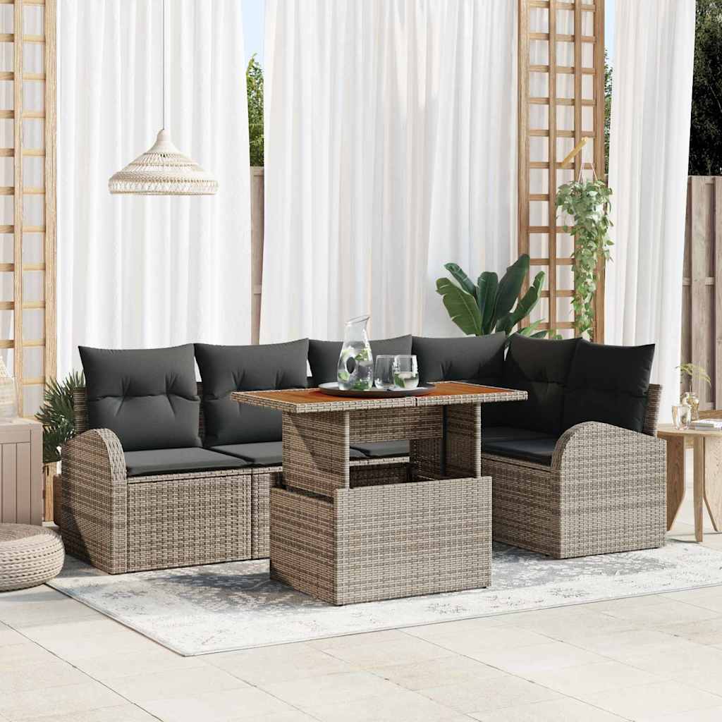 Sodo Sofų Rinkinys su pagalve 6 pcs Pilka
