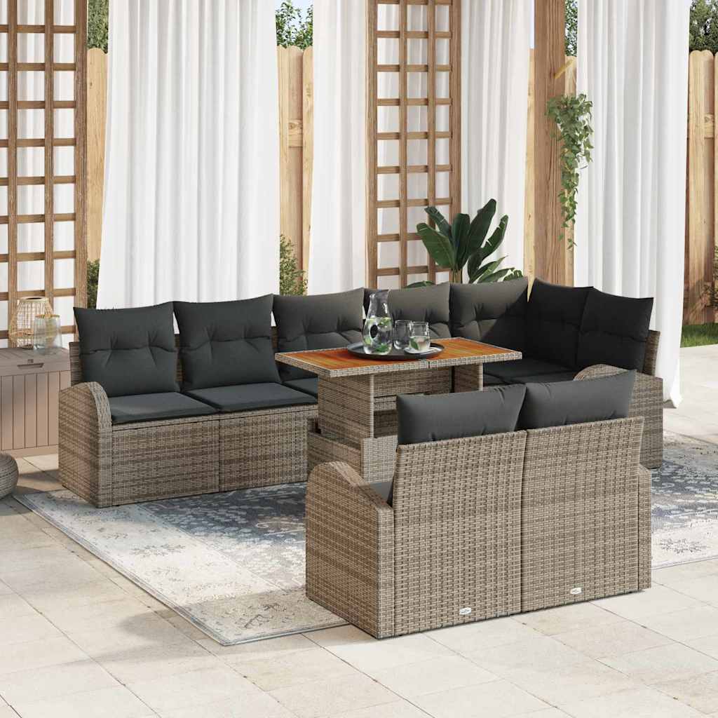 Sodo Sofų Rinkinys su pagalve 9 pcs Pilka