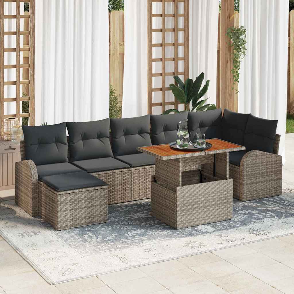 Sodo Sofų Rinkinys su pagalve 8 pcs Pilka