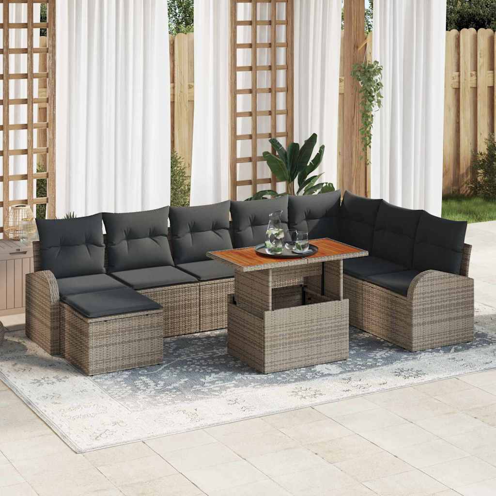 Sodo Sofų Rinkinys su pagalve 9 pcs Pilka