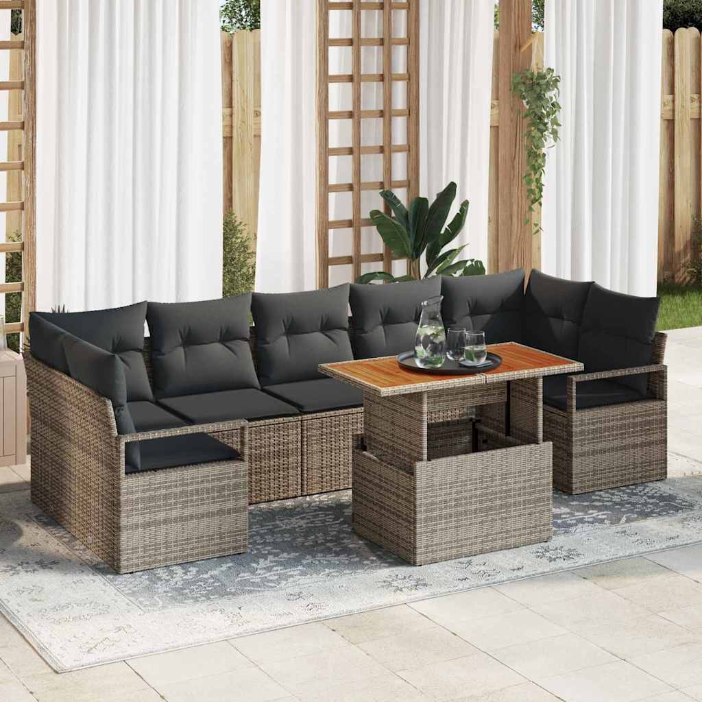 Sodo Sofų Rinkinys su pagalve 8 pcs Pilka ir ruda
