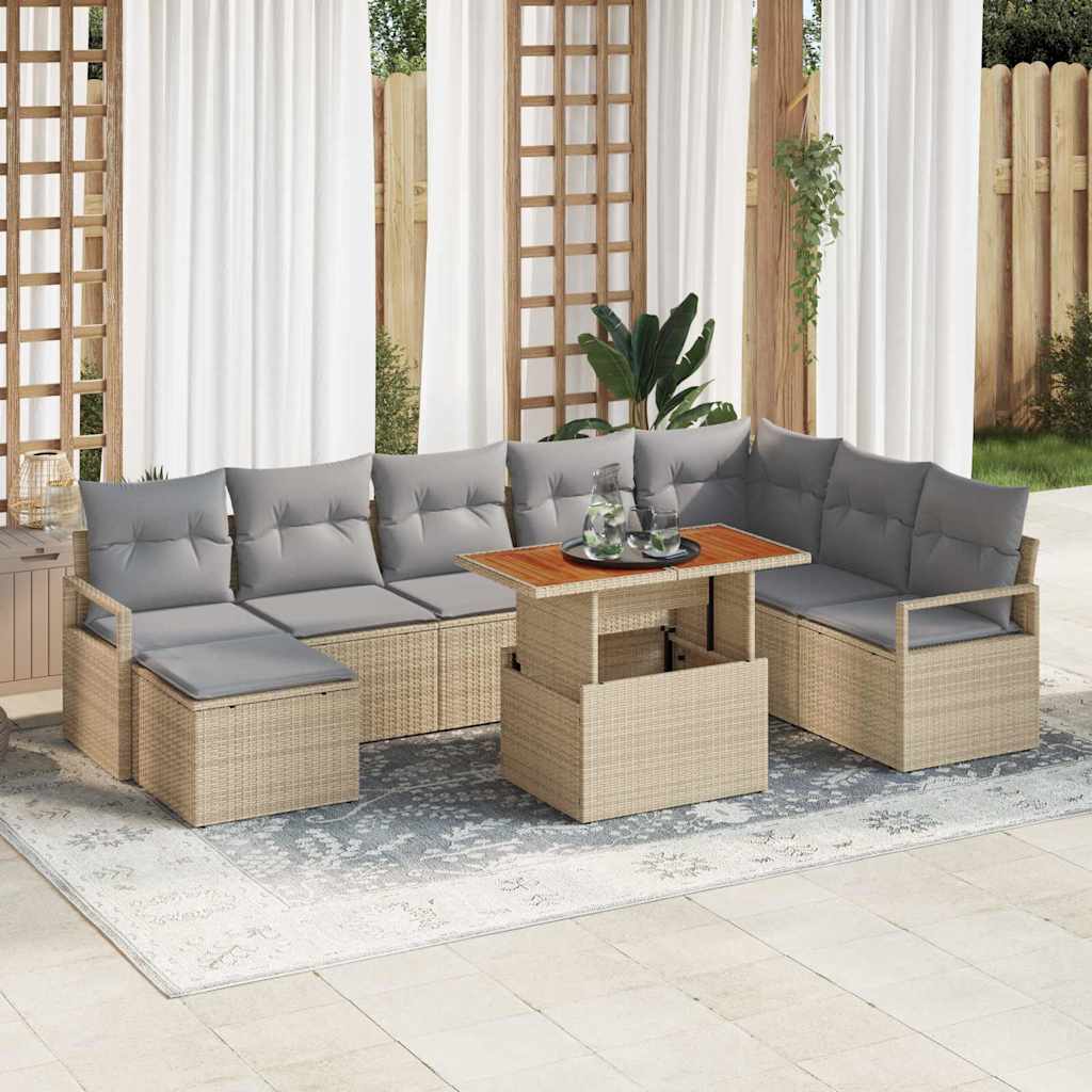 Sodo Sofų Rinkinys su pagalve 9 pcs Bežinė ir pilka