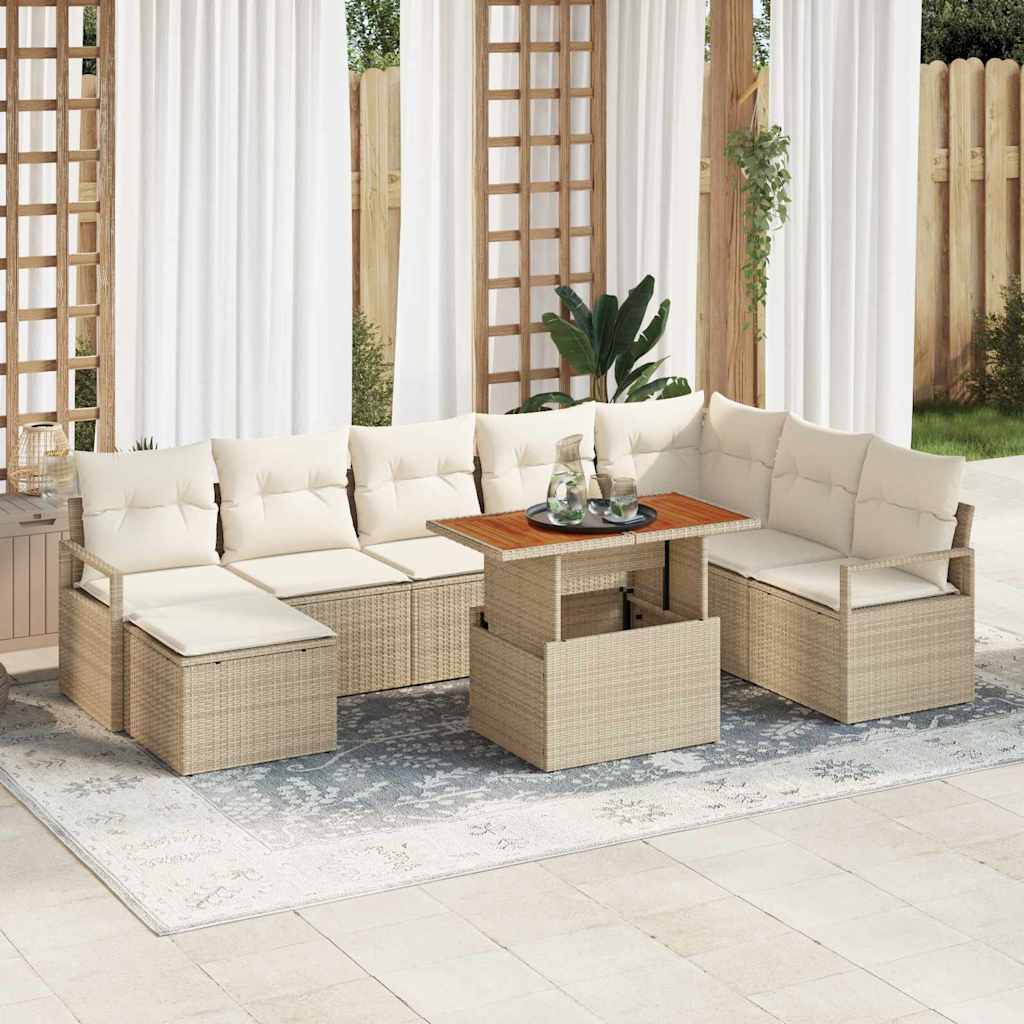 Sodo Sofų Rinkinys su pagalve 9 pcs Bežinė ir kreminė