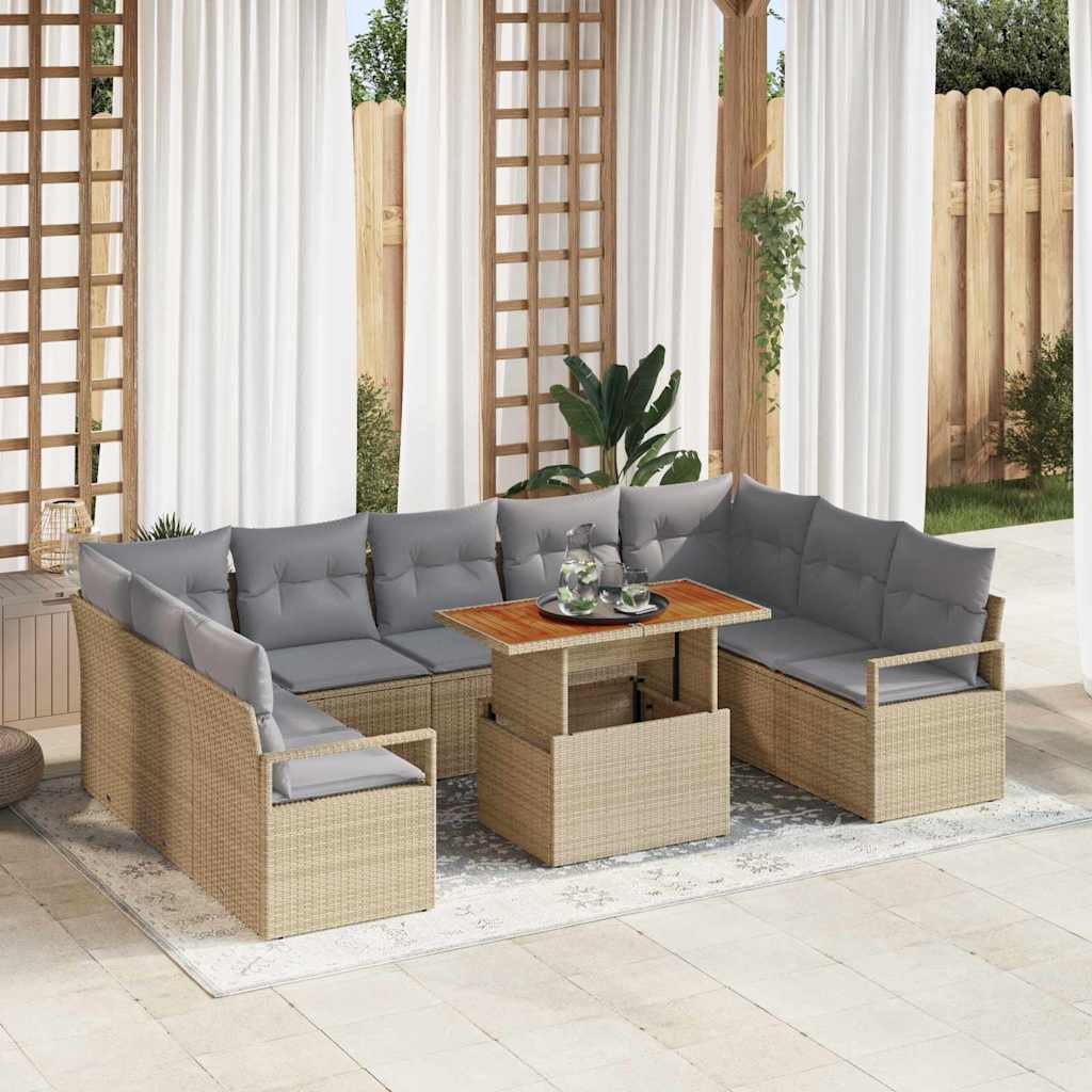 Sodo Sofų Rinkinys su pagalve 10 pcs Bežinė ir pilka