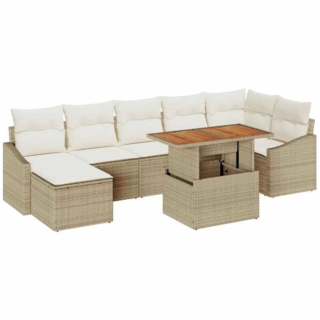 Bežinis ir kreminis sodo valgomojo komplektas su pagalvėmis