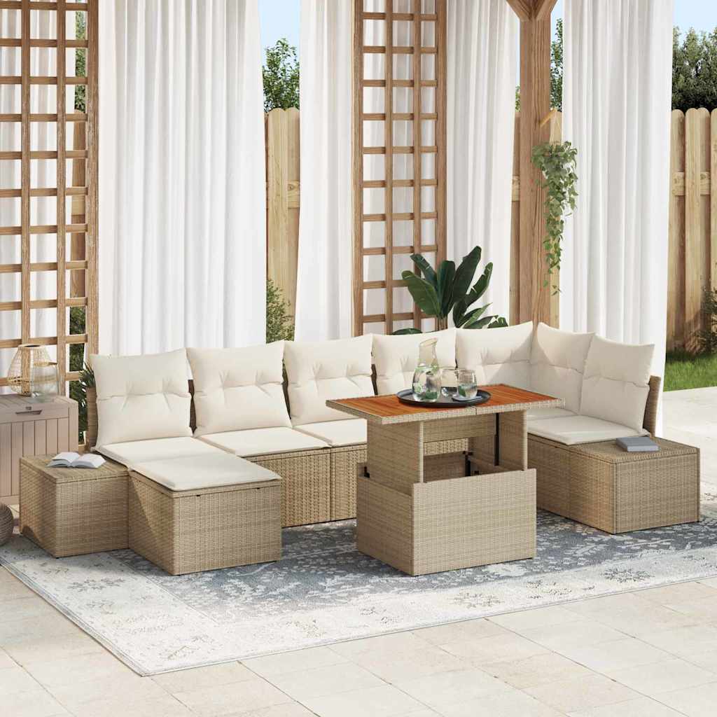 Sodo Sofų Rinkinys su pagalve 8 pcs Bežinė ir kreminė