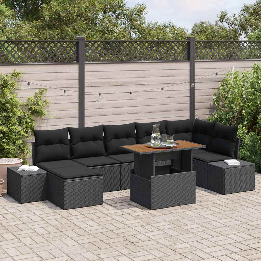 Sodo Sofų Rinkinys su pagalve 8 pcs Juoda ir Ruda