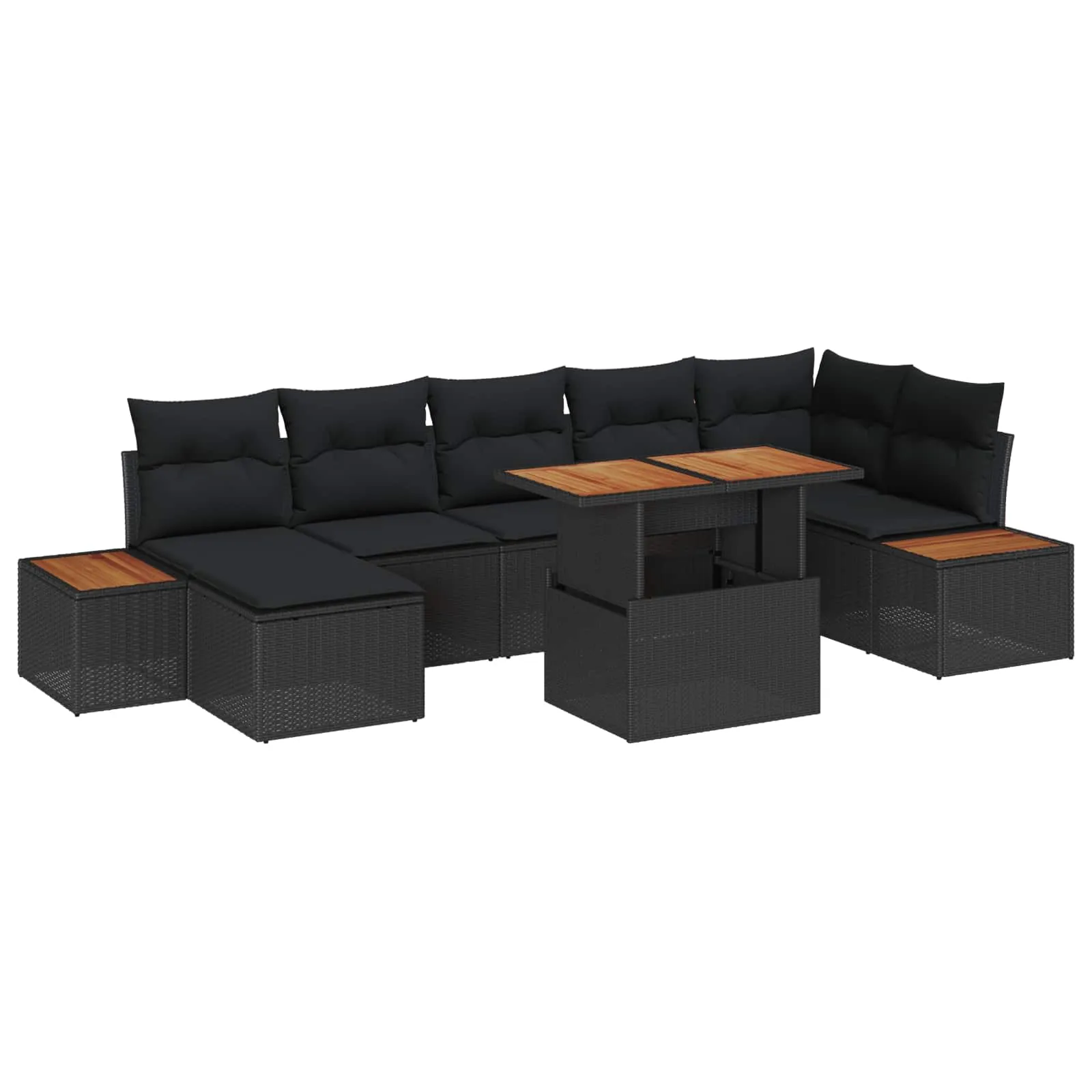 Sodo valgomojo komplektas su pagalve 8 pcs Juoda ir Ruda