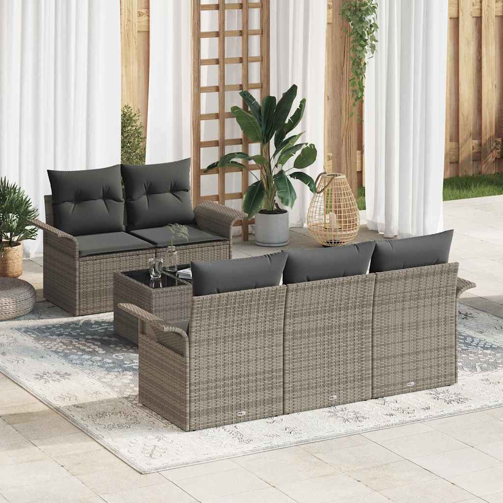 Sodo Sofų Rinkinys su pagalve 6 pcs Pilka 55 x 55 x 37 cm