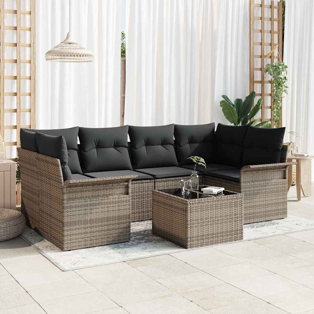 Sodo Sofų Rinkinys 7 pcs Pilka 55 x 55 x 37 cm poliratanas