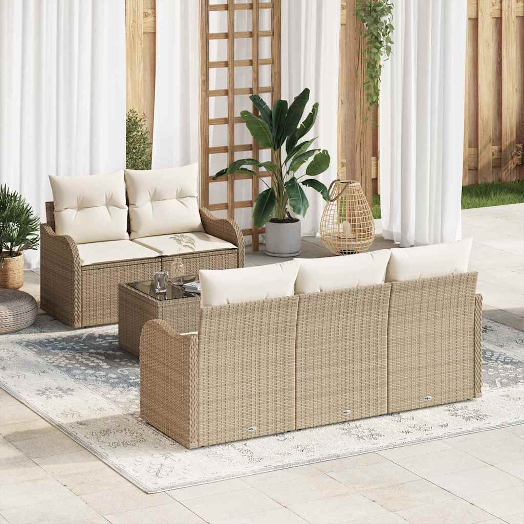 Sodo Sofų Rinkinys su pagalve 6 pcs Bežinė ir kreminė