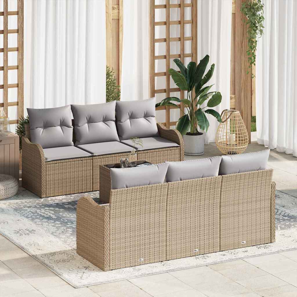 Sodo Sofų Rinkinys su pagalve su saugykla 7 pcs Bežinė ir pilka