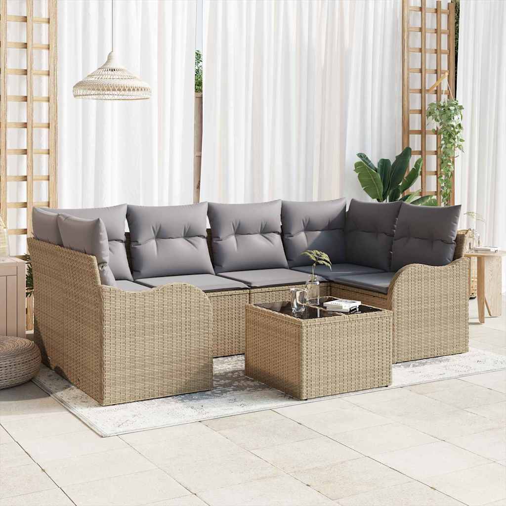 Sodo Sofų Rinkinys su pagalve su saugykla 7 pcs Bežinė ir pilka