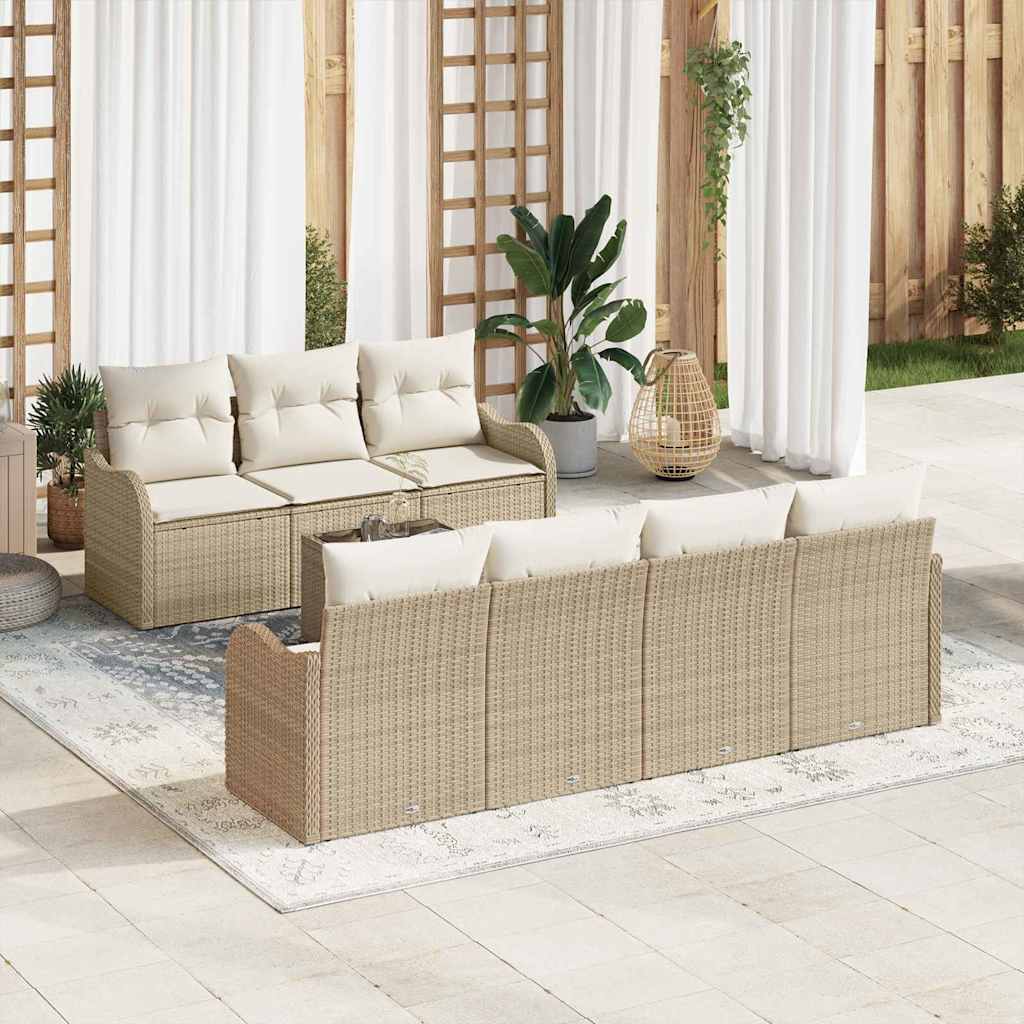 Sodo Sofų Rinkinys su pagalve 8 pcs Bežinė ir kreminė