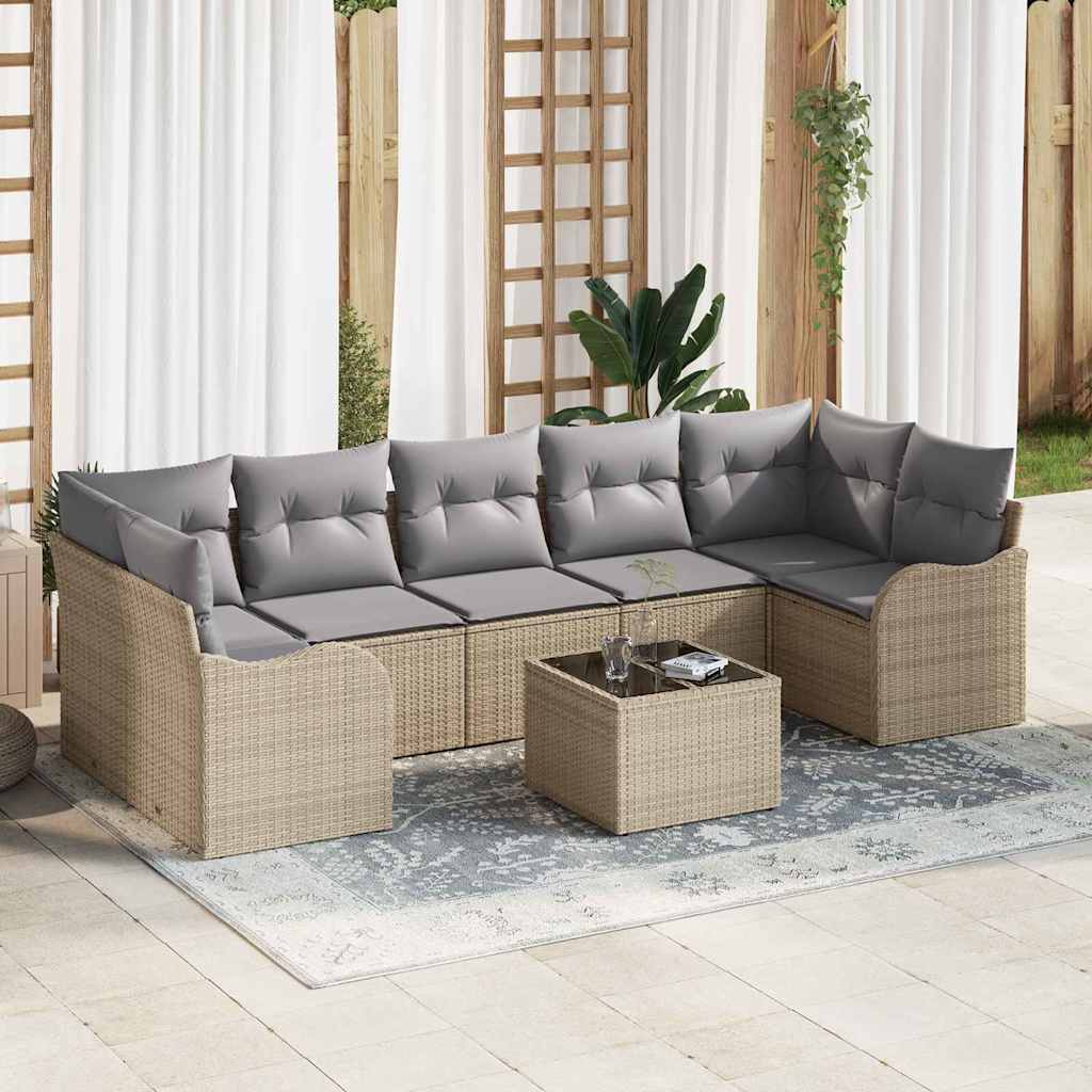Sodo Sofų Rinkinys su pagalve su saugykla 8 pcs Bežinė ir pilka