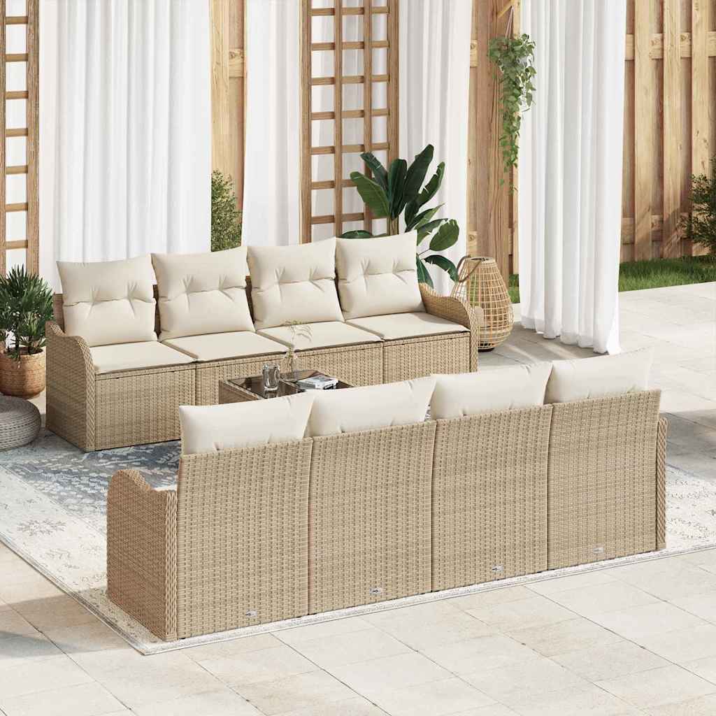 Sodo Sofų Rinkinys su pagalve 9 pcs Bežinė ir kreminė