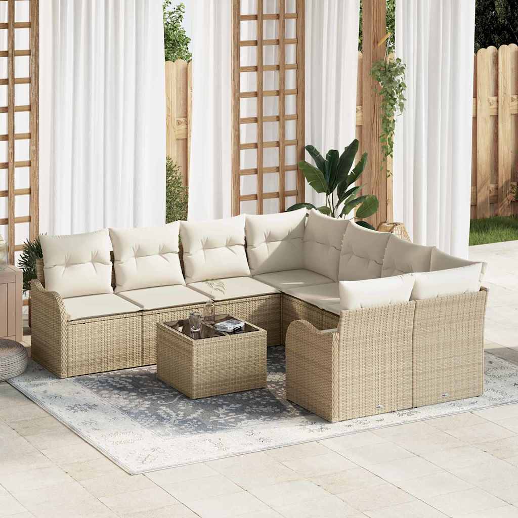 Sodo Sofų Rinkinys su pagalve 9 pcs Bežinė ir kreminė
